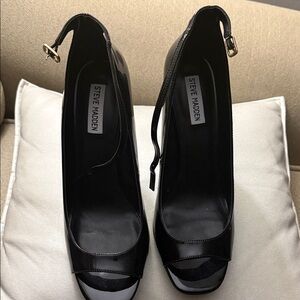 Steve Madden Glossy Black Peep Toe Heels